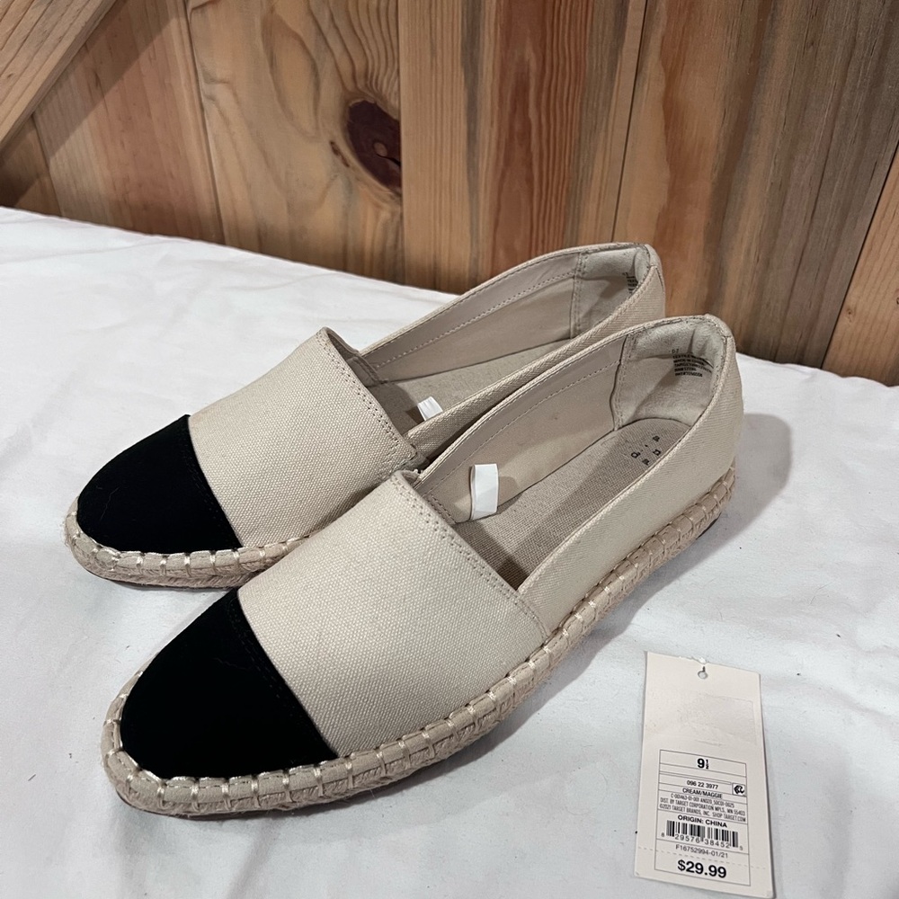 A New Day, Canvas Espadrilles with Black Toe Cap